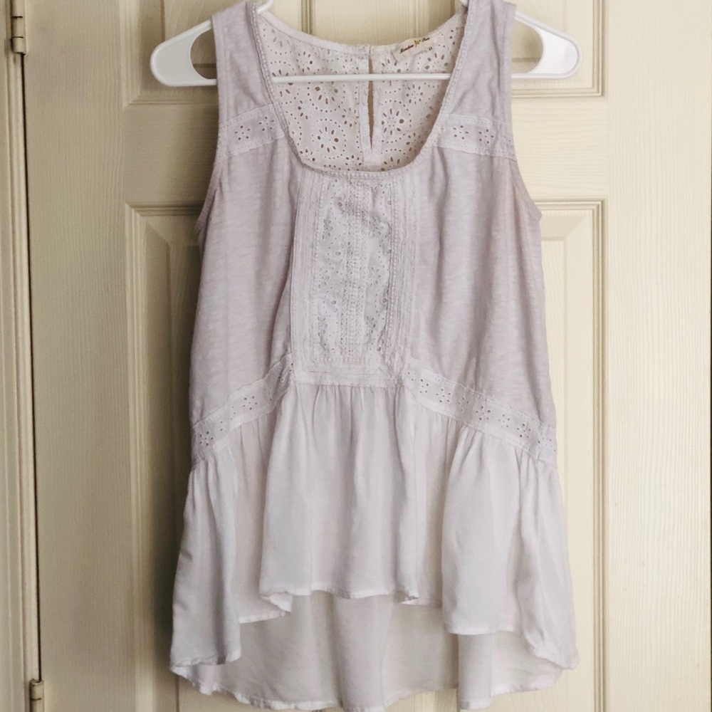 Anthro meadow rue sleeve less eyelet swing top